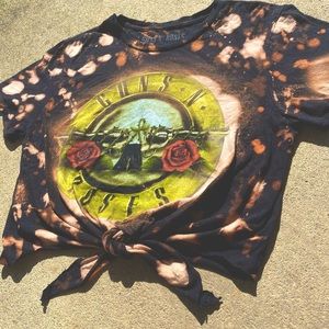 Custom Bleach Tie Dyed Guns N’ Roses Crop Top M